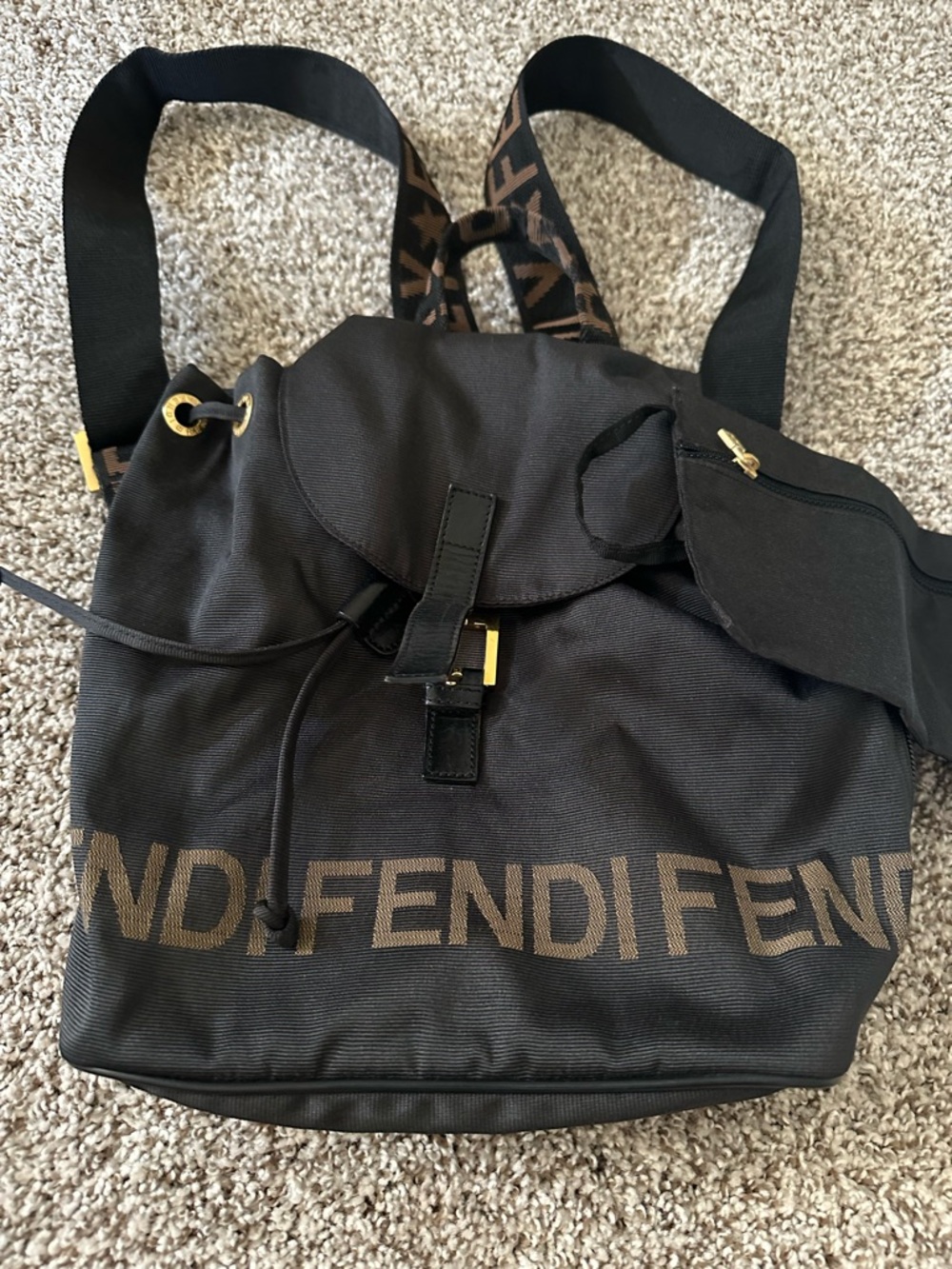 Fendi Vintage Nylon Drawstring Backpack; GUC - Picture 4 of 16